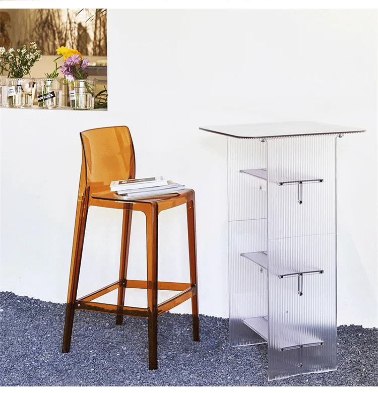 Clear Acrylic Modern Bar Stool Ergonomic Counter Height Chair Stylish Kitchen Island Seating for Home Furniture & Cafe Decor