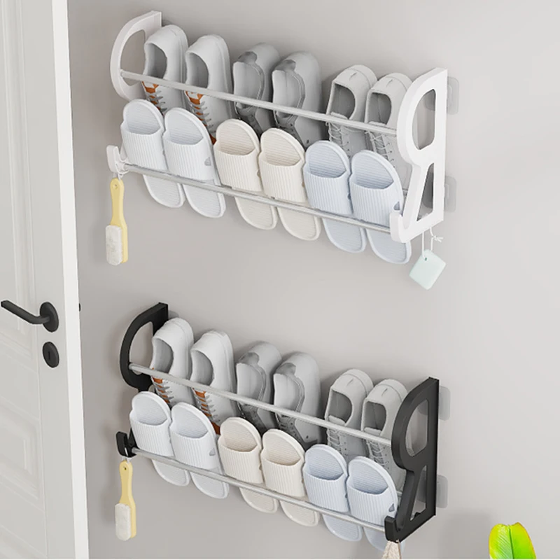 

1PC Multifunctional Door rack Shelf Adhesive Shoe Organizer Wall Mounted Rack Home Kitchen Bathroom Essential Shoe Storage Rack