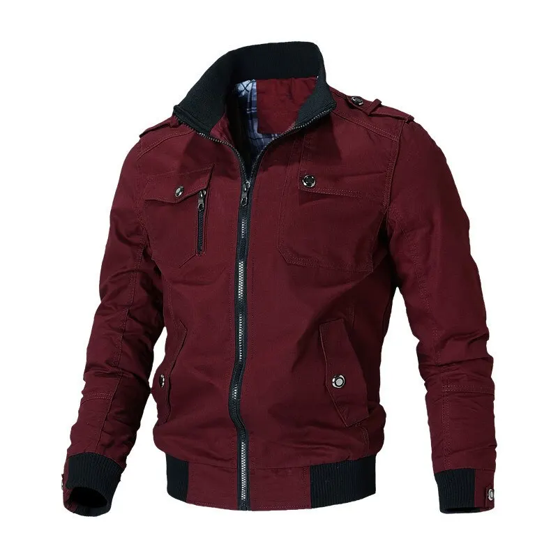 Chaqueta informal de Aviador a prueba de viento para hombre, ropa de carga con cremallera, varios bolsillos, talla grande, colección de primavera y otoño