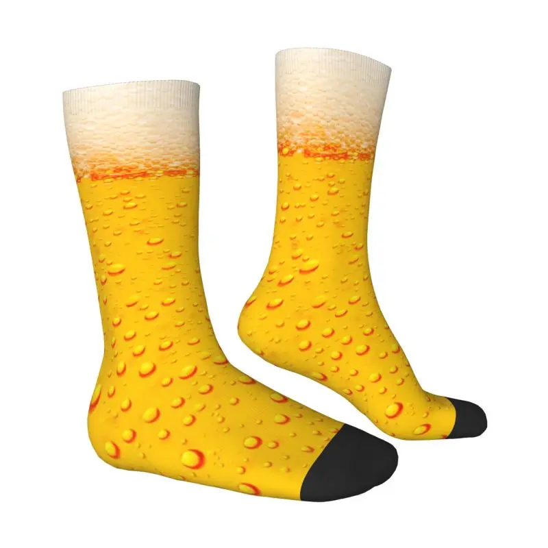 Men's Funny Beer Texture Crew Socks, Unisex, 3D Print, Vestido