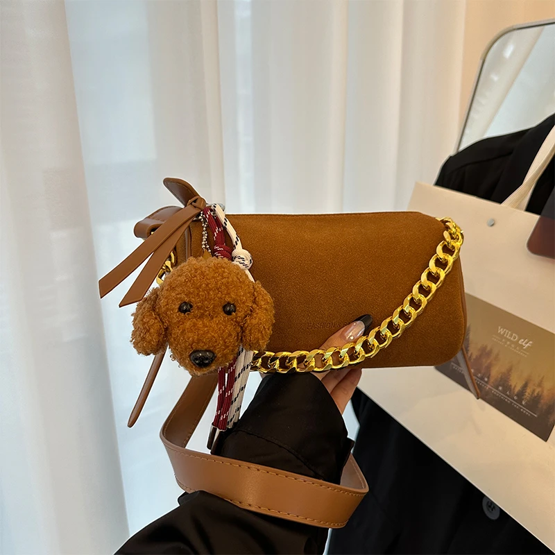 

2025 Autumn & Winter New Solid Zipper Faux Suede Square Shoulder Bags Large Capacity High Quality Commute Handbags for Women