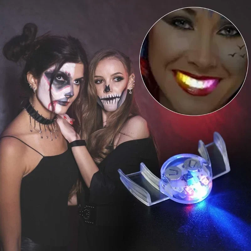 1 Pcs Creative Flashing LED Light Up Mouth Braces Piece Glow Teeth Halloween Party Rave Glow Party Supplies Toy Decompression