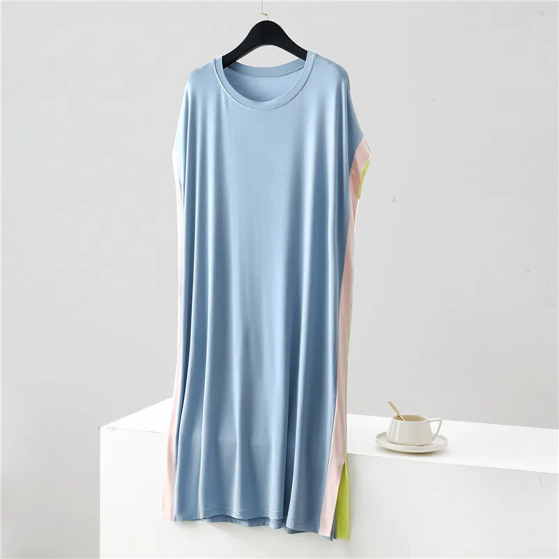 Casual Night Wears For Women New Loose Summer Nightgowns Female Modal Comfortable Nightdress Matching Color Sleepwear Dress