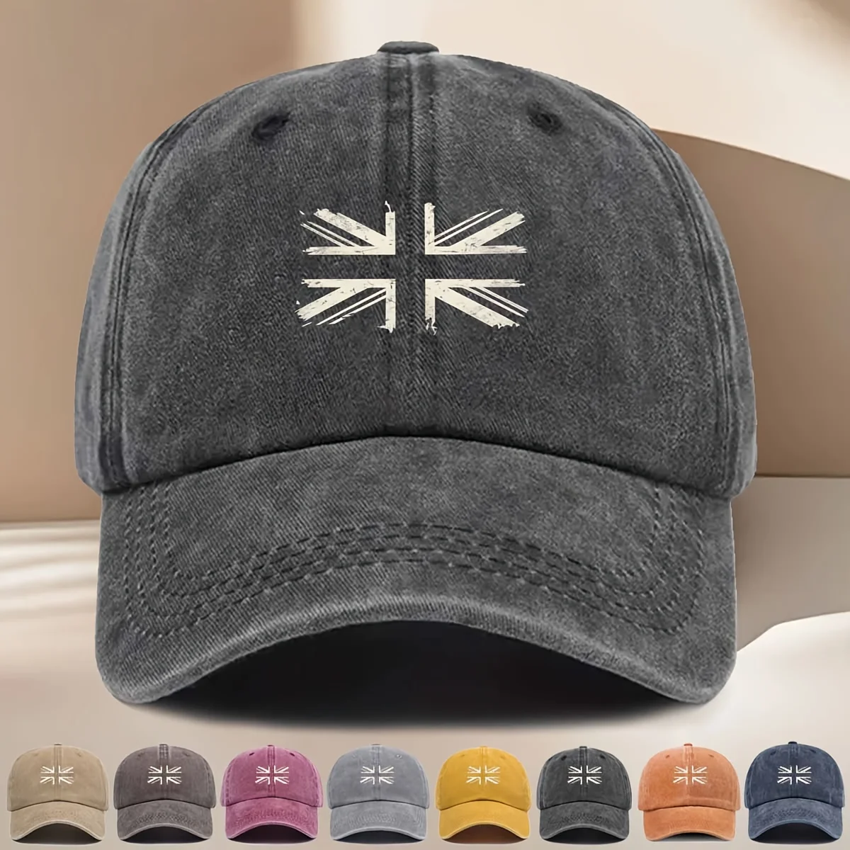 Baseball Cap with a Creative Deformed Print of the British Union Jack Flag, Unisex, Suitable for Spring and Autumn, Perfect for
