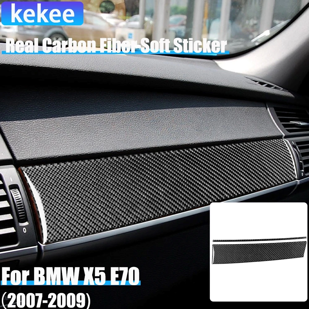 

Real Carbon Fiber Car Accessories Glove Storage Decorative Panel Trim Cover Soft Sticker For BMW X5 E70 2007 2008 2009
