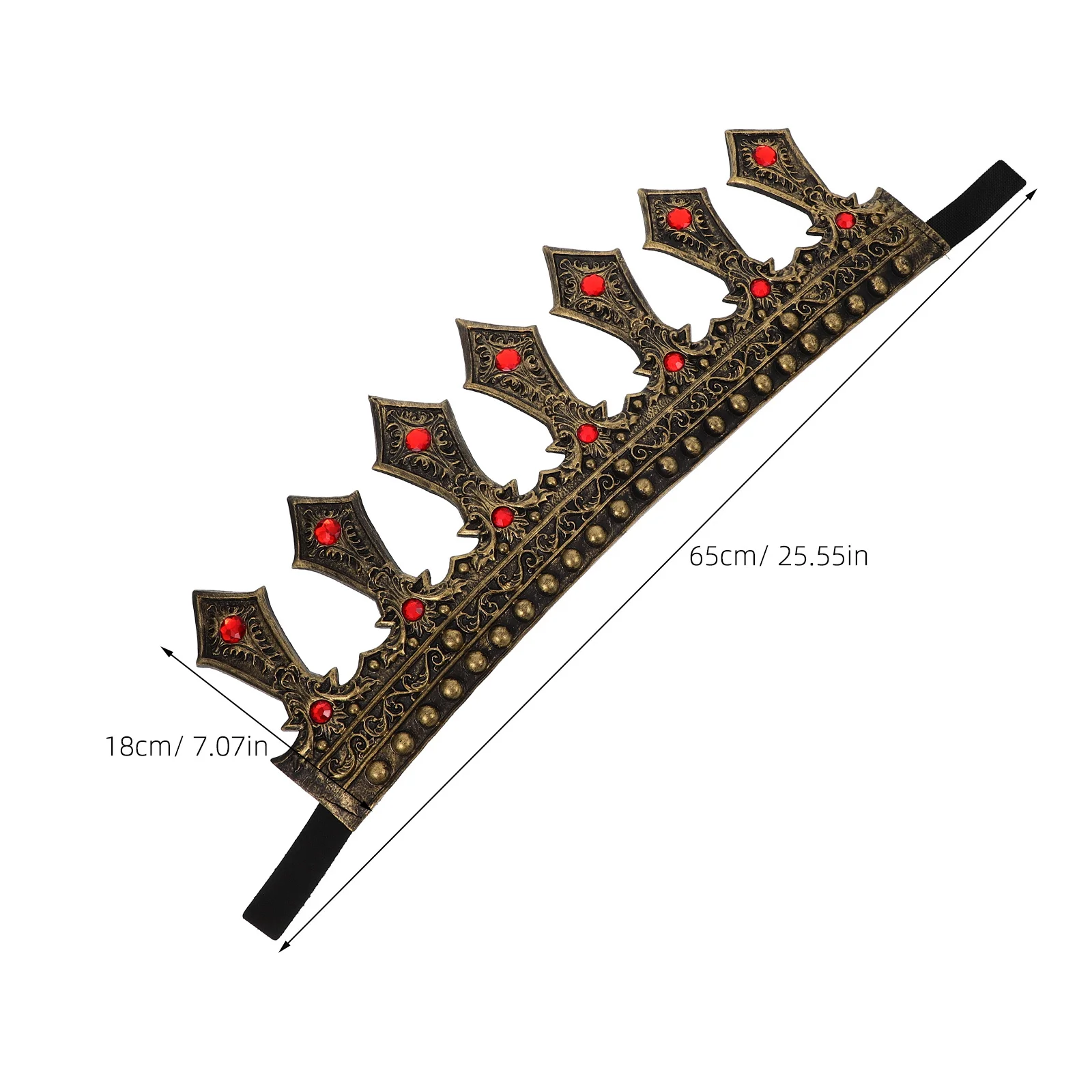 Rhinestone King Crown Adjustable Costume Headdress For Men Boys Birthday Halloween Cosplay Party Medieval Accessory