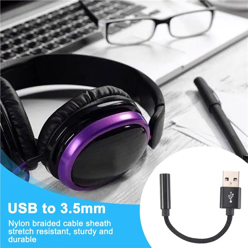Y01A USB To 3.5Mm Audio Cable USB A To 3.5Mm Female External Stereo Sound Card Headphone Micphone Sound Adapter