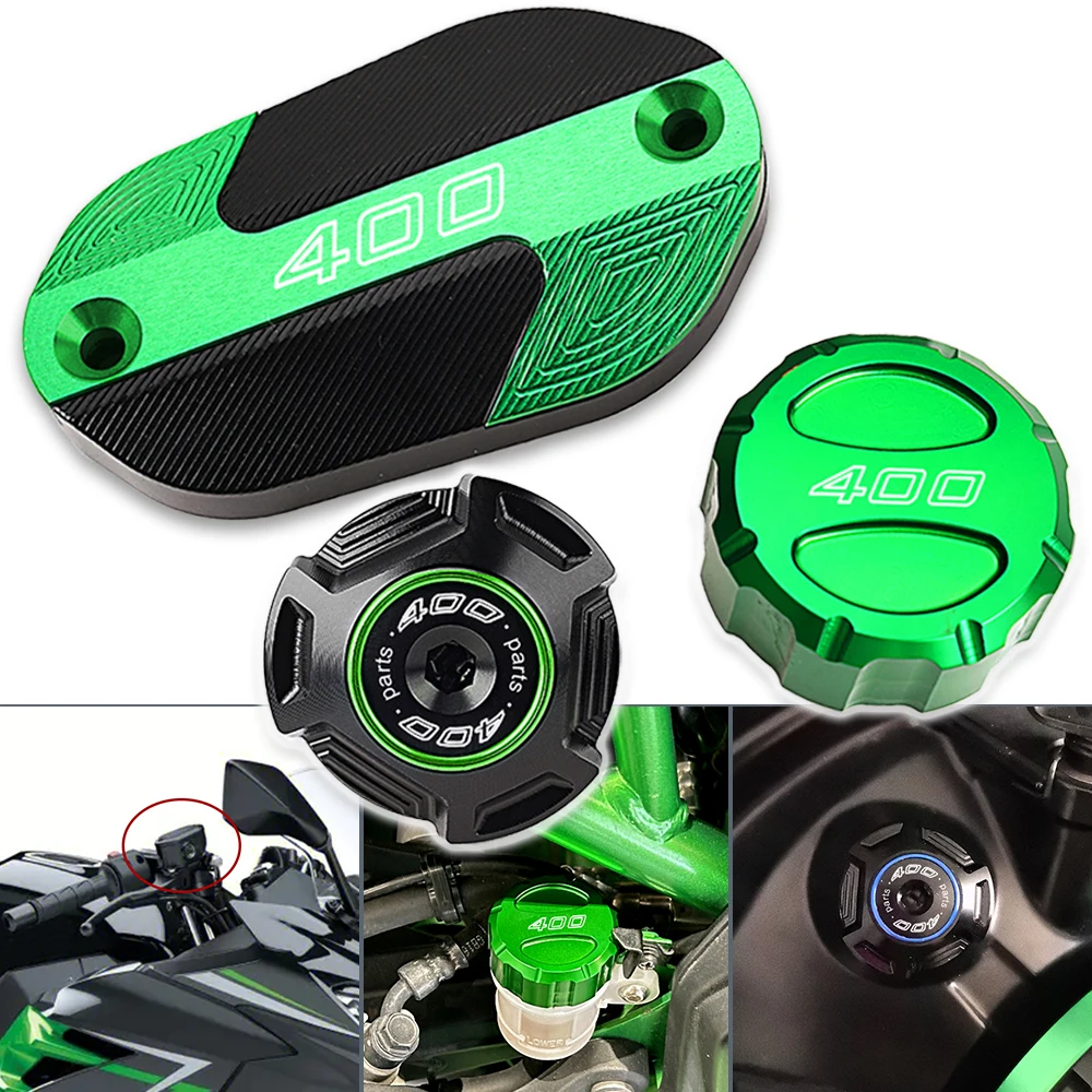 

For Kawasaki Z400 Ninja400 Z 400 2018-2024 Motorcycle Accessories Front Rear Brake Fluid Reservoir Cover Engine Oil Filler Cap