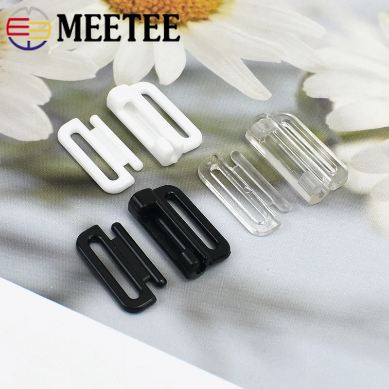 100Sets Meetee 8-25mm Plastic Bra Buckles Swimwear Adjust Front Closure Clip Bikini Clasp DIY Sewing Underwear Accessories