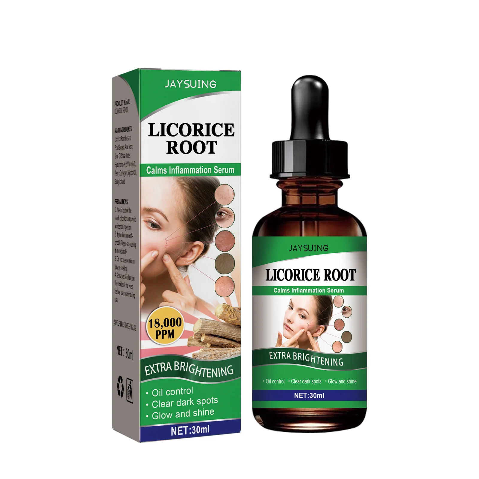 Pore Shrinking Facial Serum Licorice Root Extract Essential Oil Anti Acne Wrinkle Oil Control Blackhead Removal Liquid Face Care