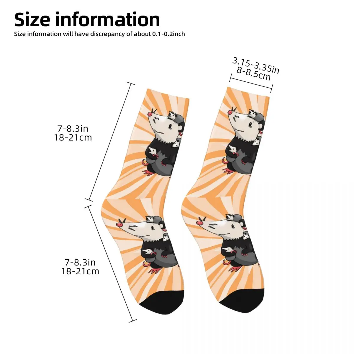 Funny Crazy Sock for Men Funny Hip Hop Harajuku Opossum Cute Animal Happy Quality Pattern Printed Boys Crew Sock Novelty Gift