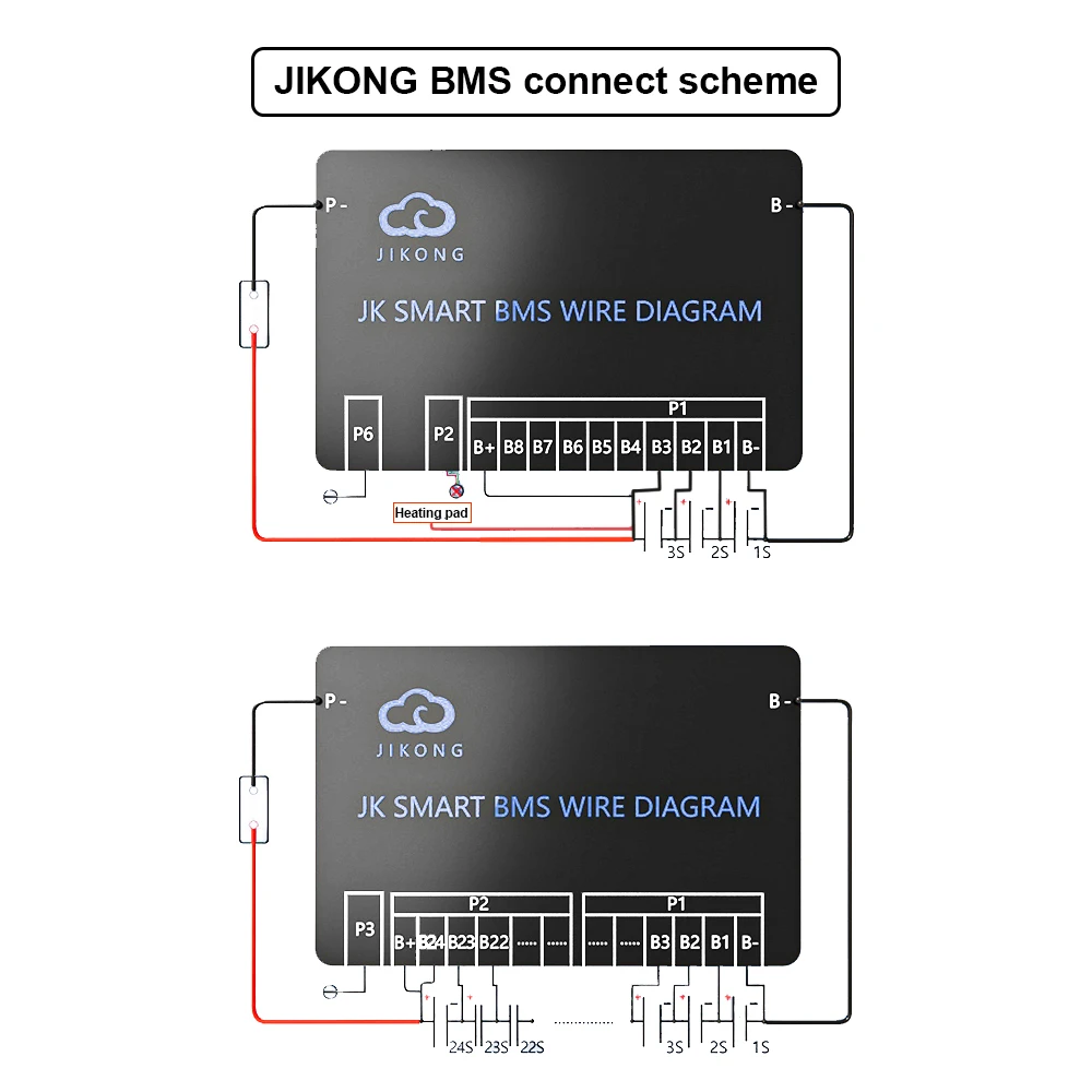 JK BMS 2A8S20P Heat CAN Aktiver Ausgleich BMS 4S 5S 6S 7S 8S 12V 24V 100A-300A Smart JIKONG BMS für Li-Ion LiFePO4 Batterie BMS – Detail 15