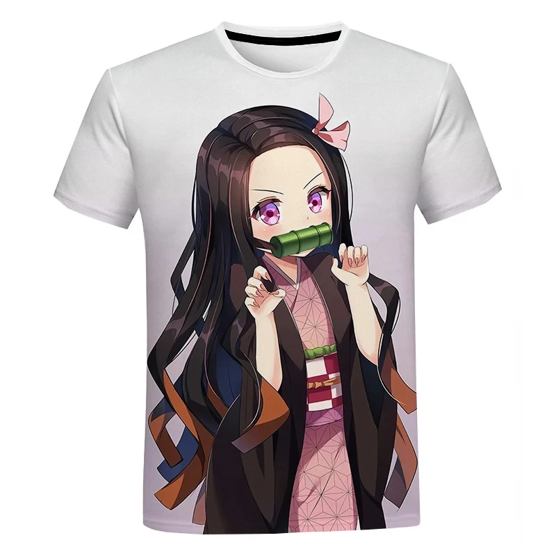 Kids 3D Print T-shirt Boys Girls Summer Fashion Casual Short Sleeved Unisex Harajuku Streetwear Oversized Demon Slayer Tops