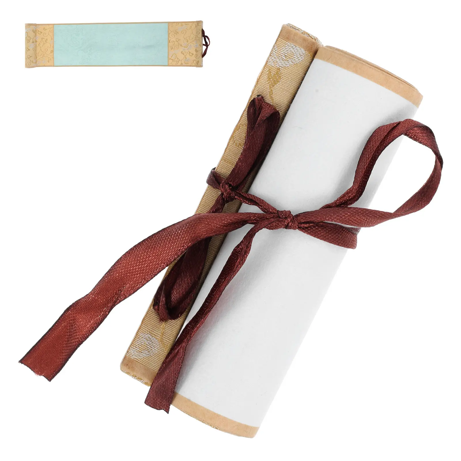 Traditional Blank Chinese Xuan Paper Scroll Mounted Wooden Rod for Painting Writing Ceremonial Use Wedding Home
