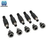 5Pair(10pcs) 3A 12V 5.5x2.1/2.5mm DC022B&DC005 DC Power Socket Female Jack Male Plug Screw Nut Panel Mount Connector DC-022B Kit
