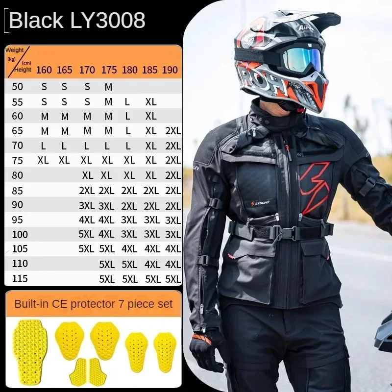 LYSCHY Motorcycle Jacket Men's Winter Warm Waterproof Anti-fall Motorcycle Rider Pull Jacket Motorcycle Off-road Commuter Jacket