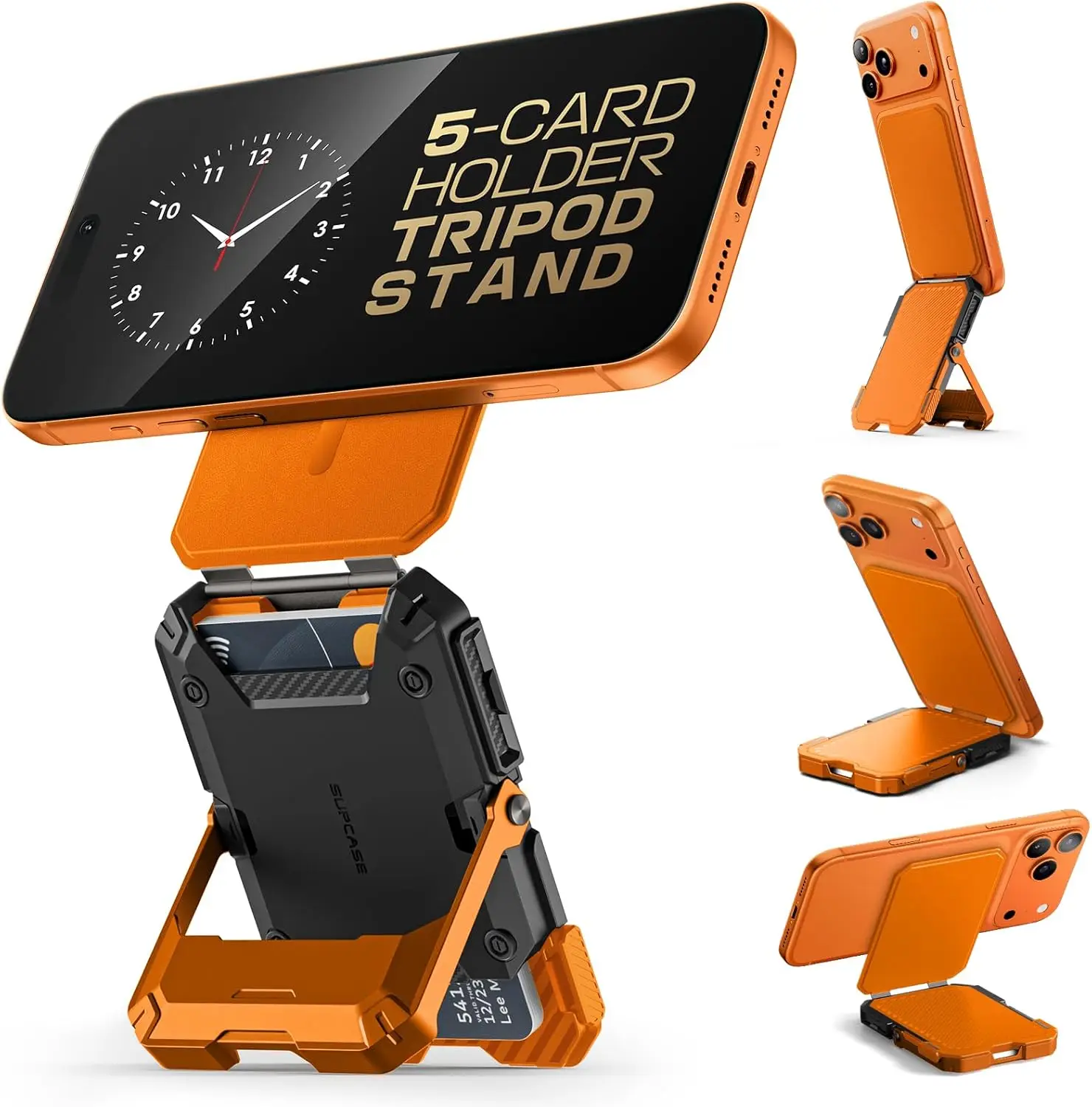 

Magnetic Wallet with Stand for iPhone, Holds 5 Cards, Adjustable Viewing Angles, RFID Blocking