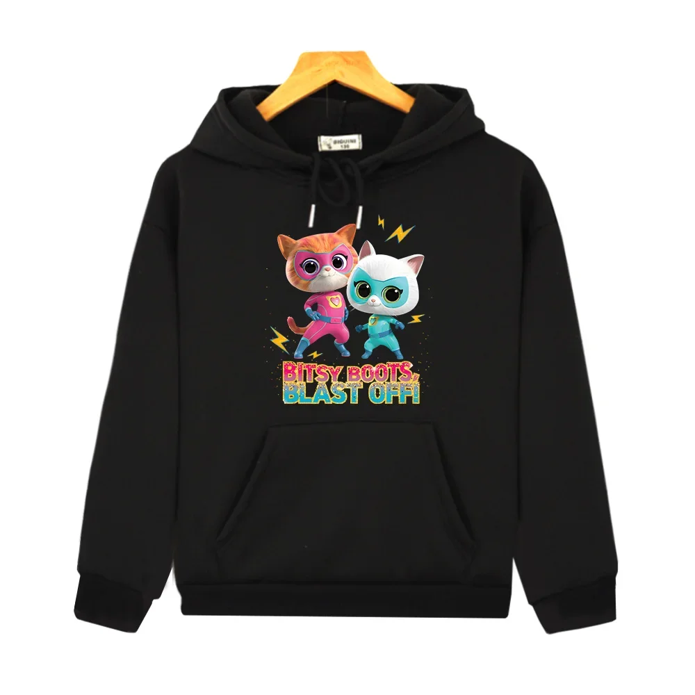 SuperKitties Cute Kids Hoodies Boys and Girls Sweatshirt with Hooded Sudaderas Long Sleeve Children Comfortable Clothing Kawaii