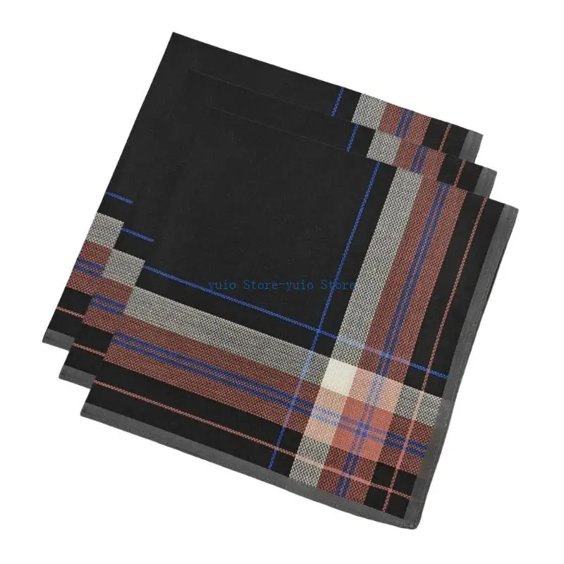 X7XB Multiuse Cotton Handkerchief Set of 3 Kerchief for Cleaning Face Glasses Devices of Office Home Use Business Hanky