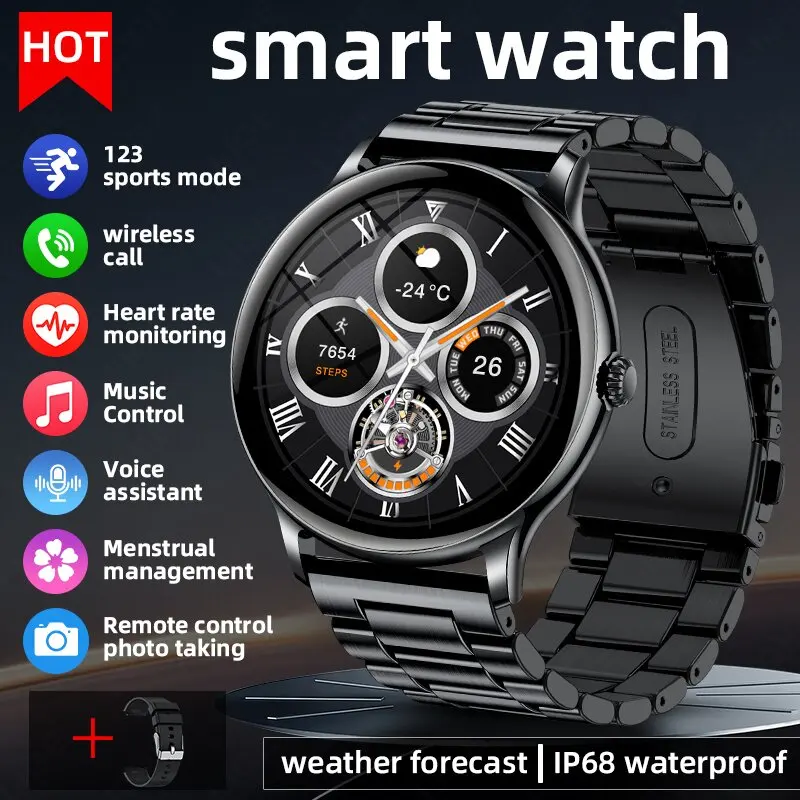 

LIGE новые стальные умные часы для мужчин и женщин, Bluetooth-вызов, мониторинг сердечного ритма, сна, здоровья, IP68, водонепроницаемые умные часы для спорта на открытом воздухе