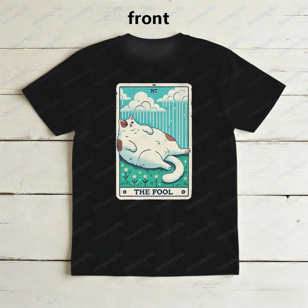 Sad Cat Tarot Shirt The Fool Crying Cat Meme Tee Funny Witchy Tarot TShirt Cat Lover Gift Clothing Women Fashion Casual Tops