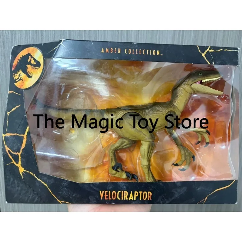 Original Jurassic World Amber Collection / Hammond Collection Tiger Stripe Velociraptor Collectible Figure