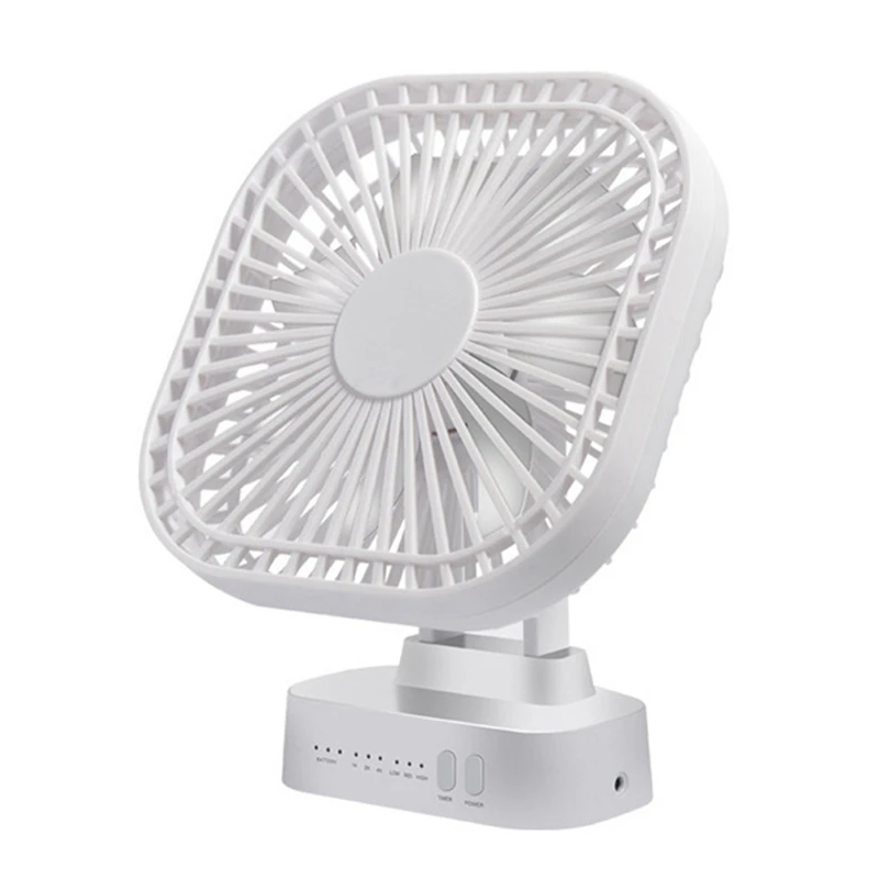 

Mini Desktop Fan USB Rechargeable Fan With Timer Strong Wind 3 Speed 7 Fan Leaf Portable Quiet Office Camping