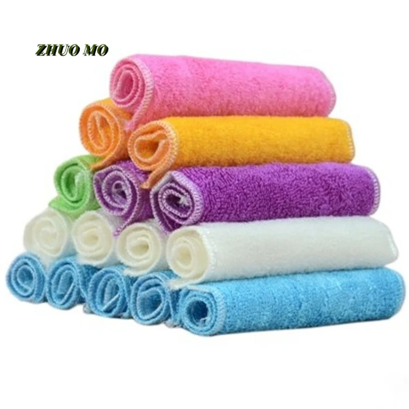 Soft Bamboo Fiber Kitchen Cleaning Cloth, Washing Dishes, Tea Set, Red Wine Cup, Tabletop Rag, Towel, 23x18cm, 20 Pcs