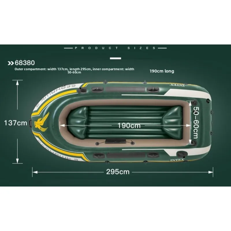 295*137*43 cm 3 Persoon Opblaasbare Vissersboot 68380 Vlot Accessoire Peddel Pomp Rubberboot 3 Luchtkamer Vinyl Watersport Pvc Boot