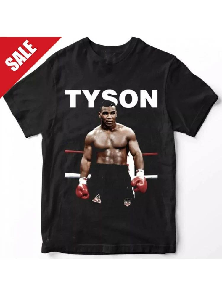 

Men's Mike Tyson "Iron Mike" vintage boxing T-shirt-black retro Tyson face graphic cotton round neck short sleeve T-shirt.