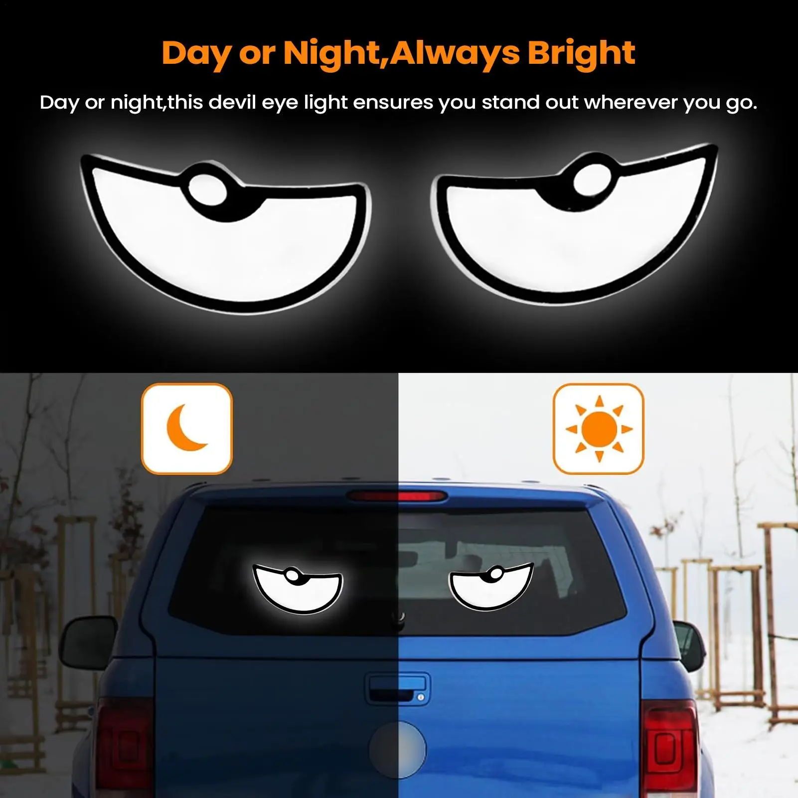 

LED Lights For Car Dynamic 2-Piece Waterproof Vehicle Accessories Car Windshield LED Eye Lights For Truck RV SUV Sedan Window