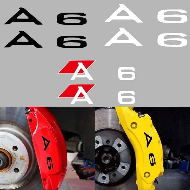 Car Caliper Sticker Tire Brake Cover Decals Heat Resistance Waterproof Film for Audi A6 Badge Body Decals Wheel Disc Accessories