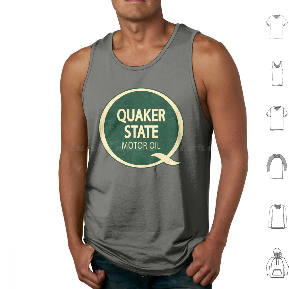 State Vintage Motor Oil Tank Tops Print Cotton Vintage State Motor Oil Q Green Automotive Car Mobile Vehicle