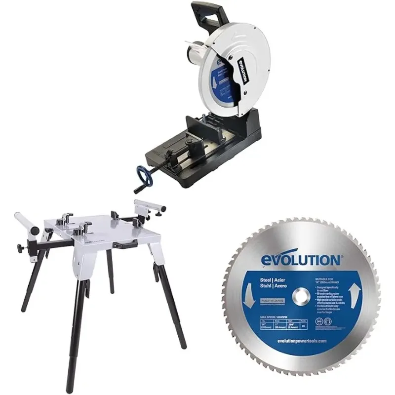 

Evolution EVOSAW380 15-Inch Steel Cutting Chop Saw, with Universal Fitting &14BLADEST Steel Cutting Saw Blade, 4-Inch x 66-Tooth