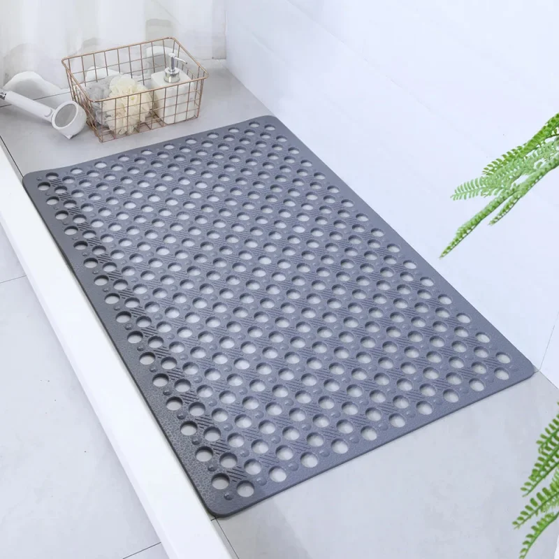 

75*43cm Bathroom Non-Slip Shower Mat – Suction Cup Quick Drain Rug with Massage Ring, Round Hole Anti-Skid Bath Accessory