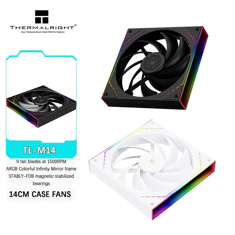 

Thermalright TL-M14 S-FDB magnetic assisted bearings 1500RPM safety speed Infinity Mirror 9-blade high air volume chassis fan