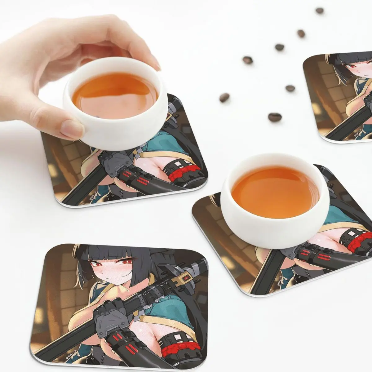 

Hoshimi Miyabi Zenless Zone Zero Katana Cyber Warrior игровые подставки кожаные салфетки изоляционные кофейные коврики для дома