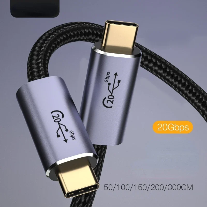 

Dual Type C cable 100w with e-mark chip 5A output C male to C male USB 3.2 GEN2 fast charging cord 20GB data transfer