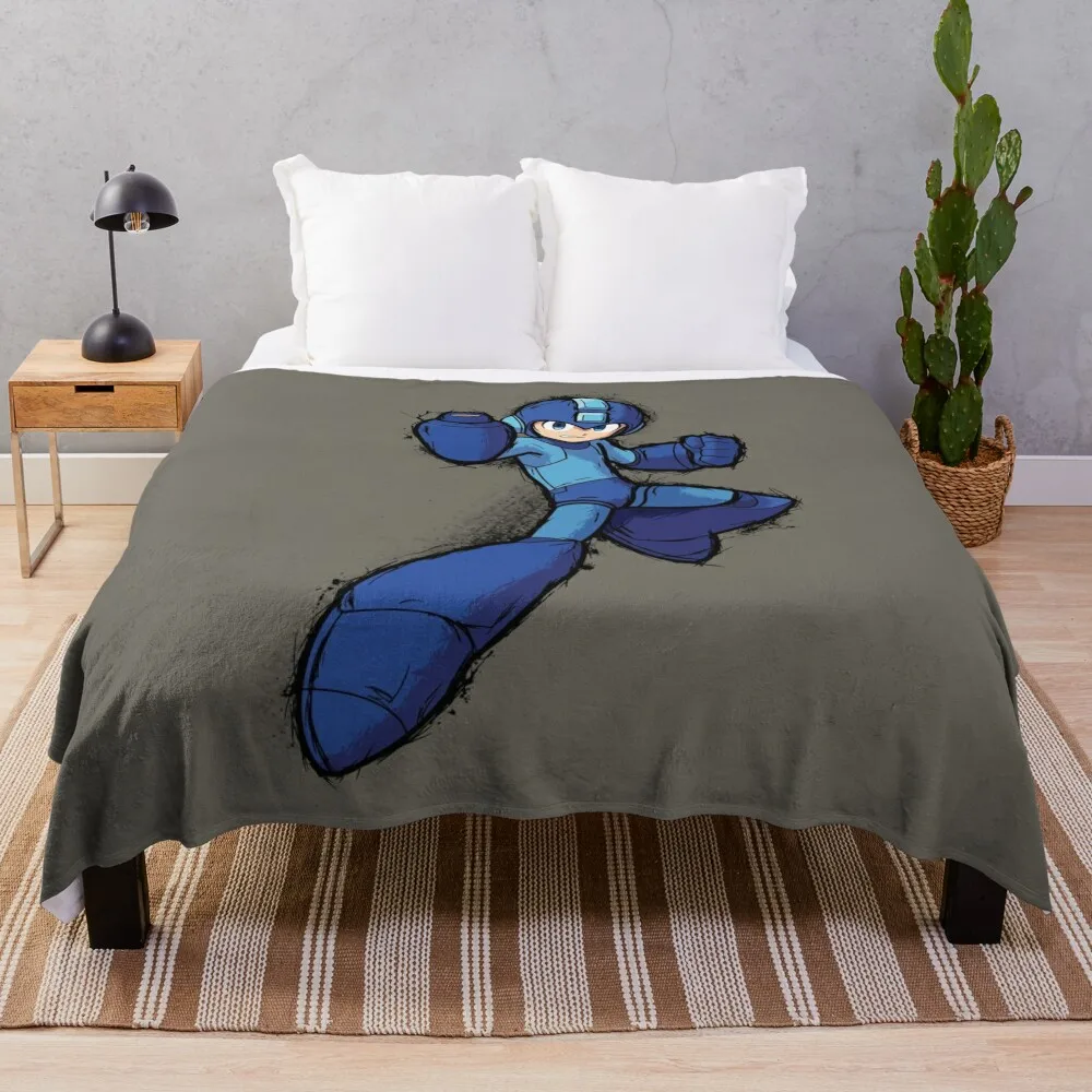 

Megaman vintage inked Throw Blanket christmas gifts cosplay anime Soft Plaid Furry Blankets