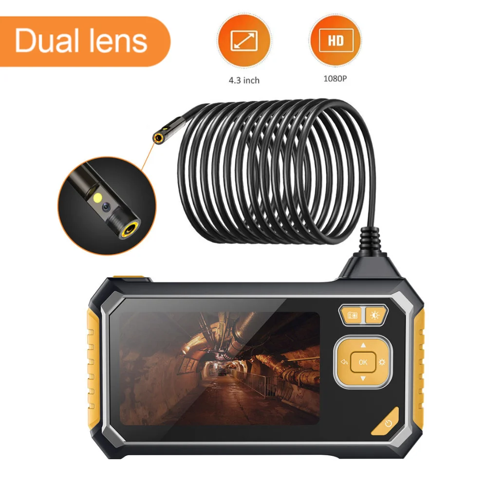 

Borescope Industrial Endoscope Inspection Camera HD 5.5mm 8mm 1080P 4.3" LCD Screen IP67 Waterproof 6 LED Lights Emergency Light