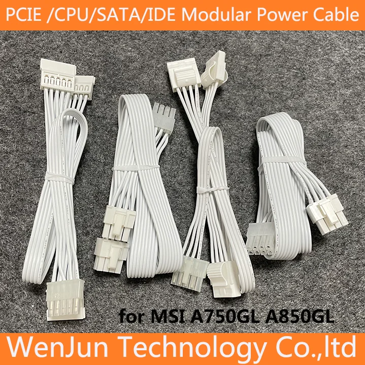 White Wire CPU 8Pin PCIE 8pin IDE SATA Modular Power Supply Cable for MSI MAG A850GL A750GL ATX3.0