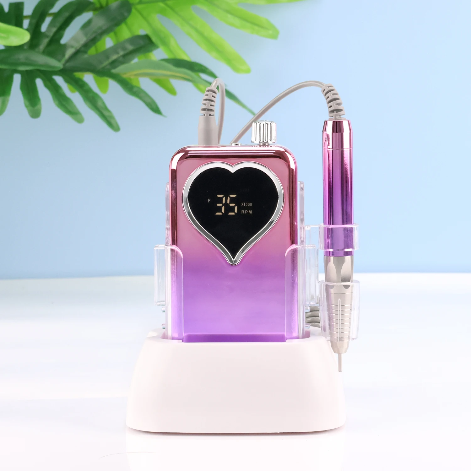

Gradient Purple Professional 35000RPM Brushless Portable Rechargeable E File Manicure Pedicure Electric Nail Drill Machine