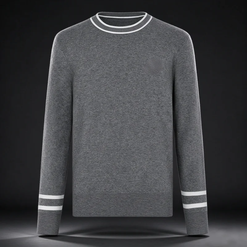 New Men's Golf Crew Neck Knit Sweater Long Sleeve Loose Fit Breathable Warm Pullover Outdoor Commuter Golf Sport Jumper