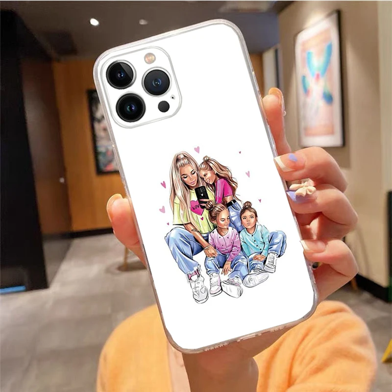 Phone Case For iphone 17 Pro Max Air 16 15 14 13 Pro Max 15 16 Pro 15Plus Mama Mom Son Daughter Case Funda