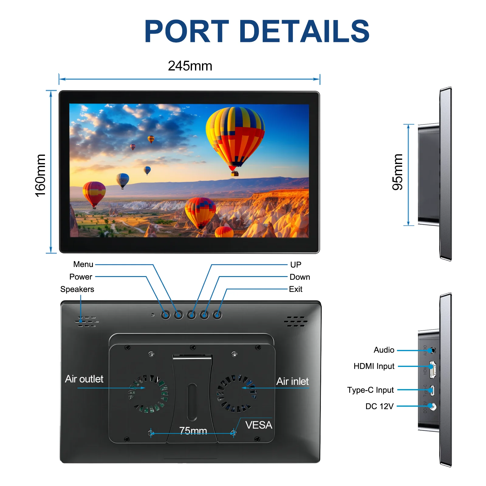 10,1-calowy monitor Pi 1920x1200 LCD 16:9 60Hz Wyświetlacz Raspberry Pi i obudowa Wyświetlacz przemysłowy Monitory HDMI USB