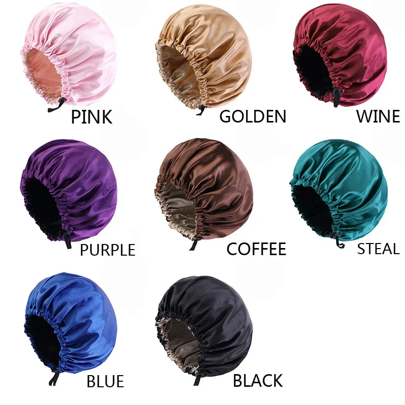 Silky Bonnet Cap Hairdressing Hair Care Hat High Elasticity Monthly Shower Cap Female Nursing Satin Sleeping Cap