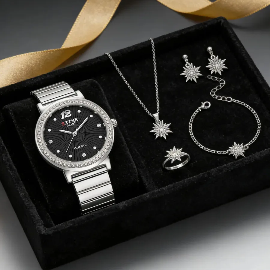 

Набор из 6 модных женских часов: простые женские кварцевые часы с браслетом из нержавеющей стали