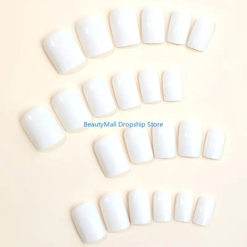 40JD 24Pcs Elegant Short Square Press on Glossy False Easy To Apply False for Women Seeking Styles And Comfort