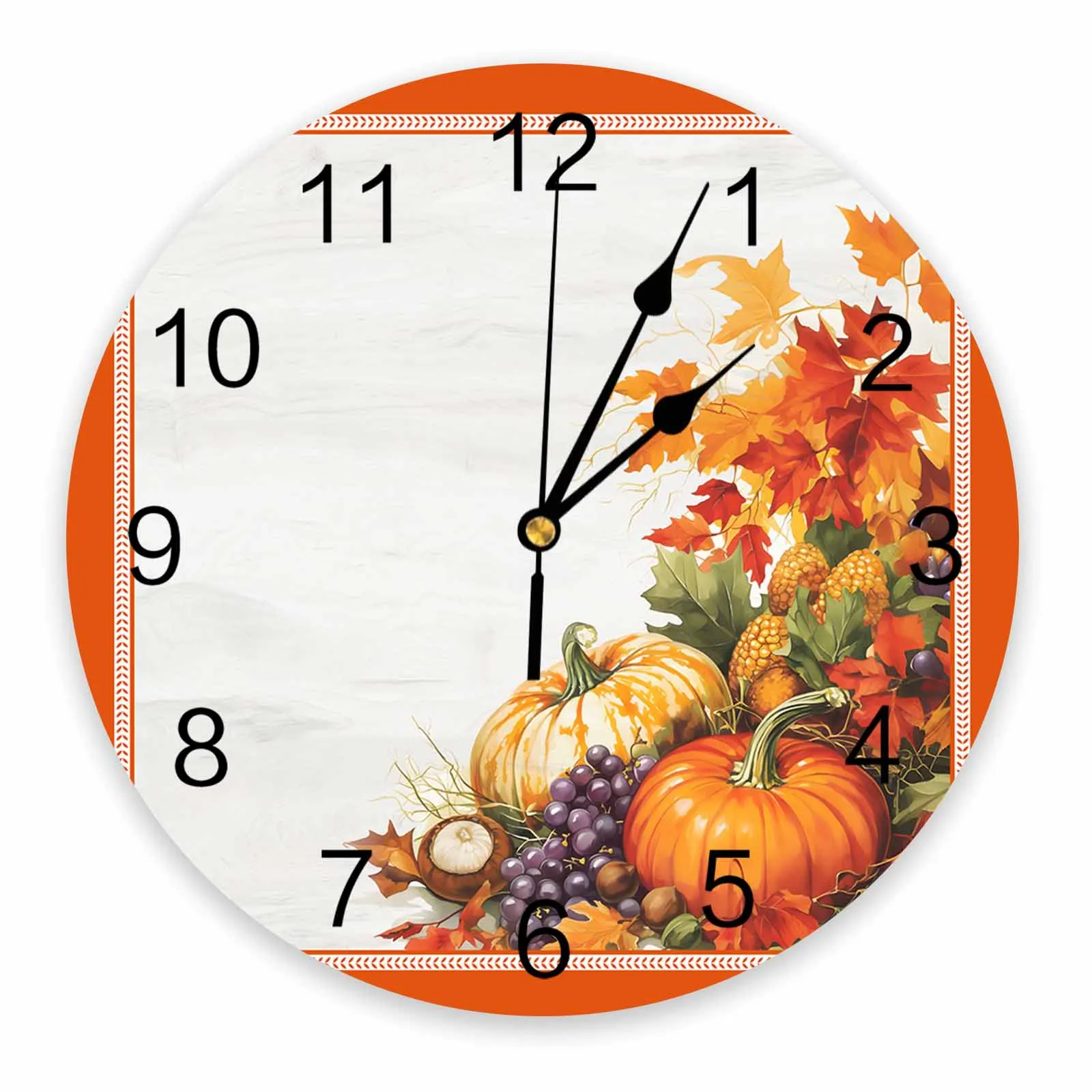 Orange Pumpkin Grape Corn Maple Leaf PVC Wall Clock Bedroom Decoration Wall Clock Modern Design Home Decore Wall Digital Clock