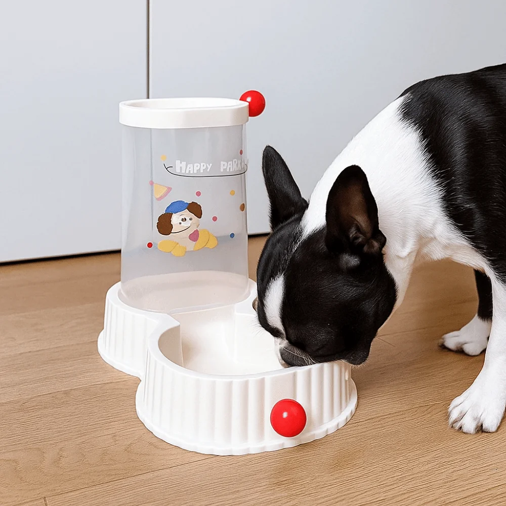 

Cute Cartoon Dog Food Dispenser Detachable Large Capacity Pet Water Fountain Plastic Dog Feeding Bowls Pet Shop